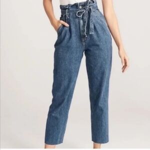 Abercrombie & Fitch L Ultra High Rise Straight Paper Bag Jeans Belted Size 24 00